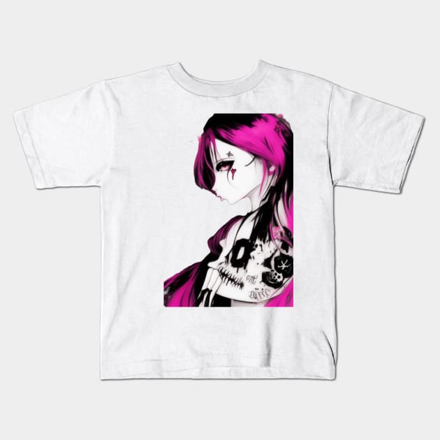 Anime Emo Rebel Girl Kids T-Shirt by Basunat